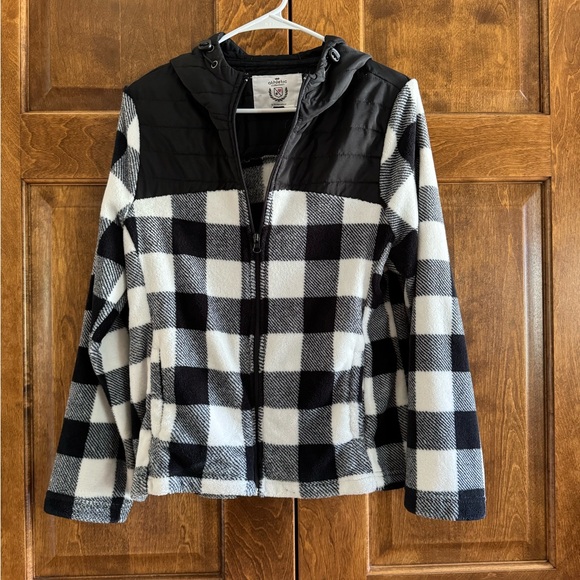 Athletic Collection Black and White Check Zip Up Fleece Jacket - Women's Sz XL - Picture 1 of 4